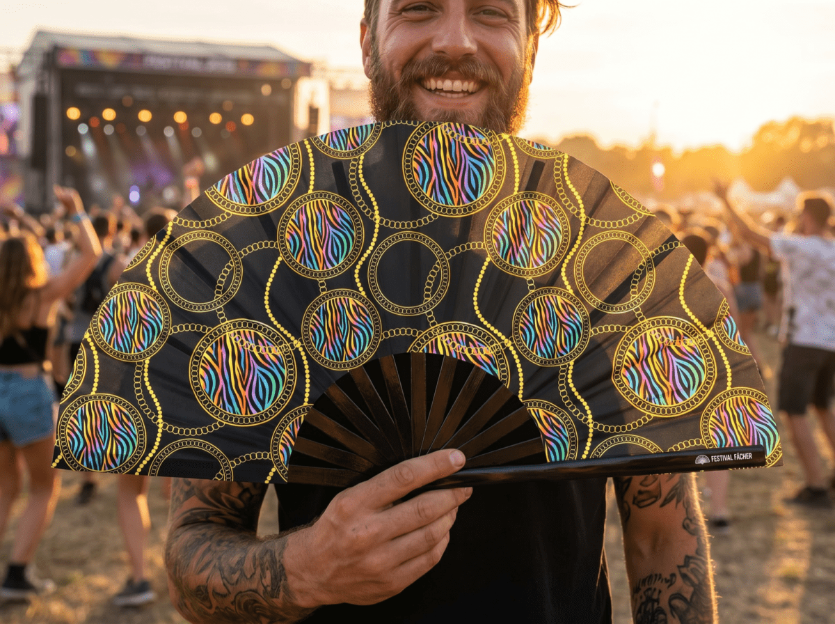 Festival Fan s neonovými kruhy v černé barvě pro Techno a Rave, Zobrazení 3
