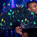 Festival Fan s okultními symboly, neonově černé, pro psytrance a Rave, Zobrazení 2