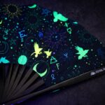 Festival Fan s okultními symboly, neonově černé, pro psytrance a Rave, Zobrazení 5