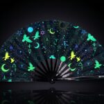 Festival Fan s okultními symboly, neonově černé, pro psytrance a Rave, Zobrazení 1