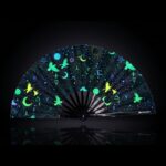 Festival Fan s okultními symboly, neonově černé, pro psytrance a Rave, Zobrazení 1
