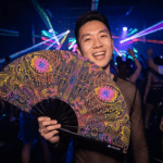 Festival Fan s neonovým vzorem, černý, pro psytrance a goa, Zobrazení 2