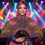 Festival Fan s neonovým vzorem, černý, pro psytrance a goa, Zobrazení 5