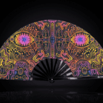 Festival Fan s neonovým vzorem, černý, pro psytrance a goa, Zobrazení 1
