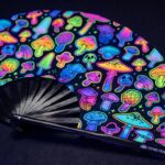 Festival Fans s neonovými houbami, černé, s airbrushovým potiskem, pro Goa a psytrance, Zobrazení 5