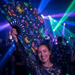 Festival Fan s neonovými motýly, černé, pro Rave a blacklight, Zobrazení 2