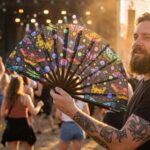 Festival Fan s neonovými motýly, černé, pro Rave a blacklight, Zobrazení 3