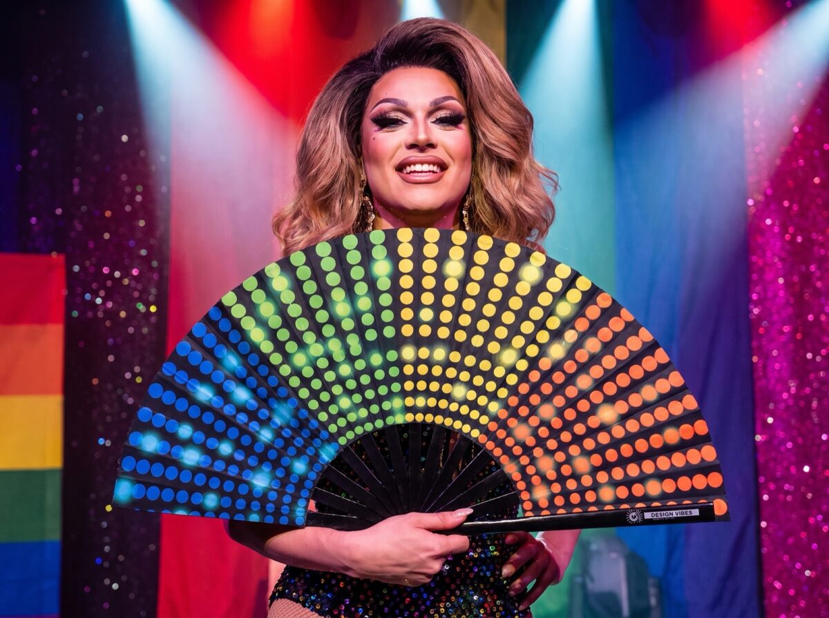 Festival Fan, černý s duhovými tečkami, Rave & CSD, Zobrazení 5