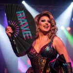 Festival Fan „RAVE“ černý, tyrkysovo-růžový, doplněk pro Techno a Rave, Zobrazení 5