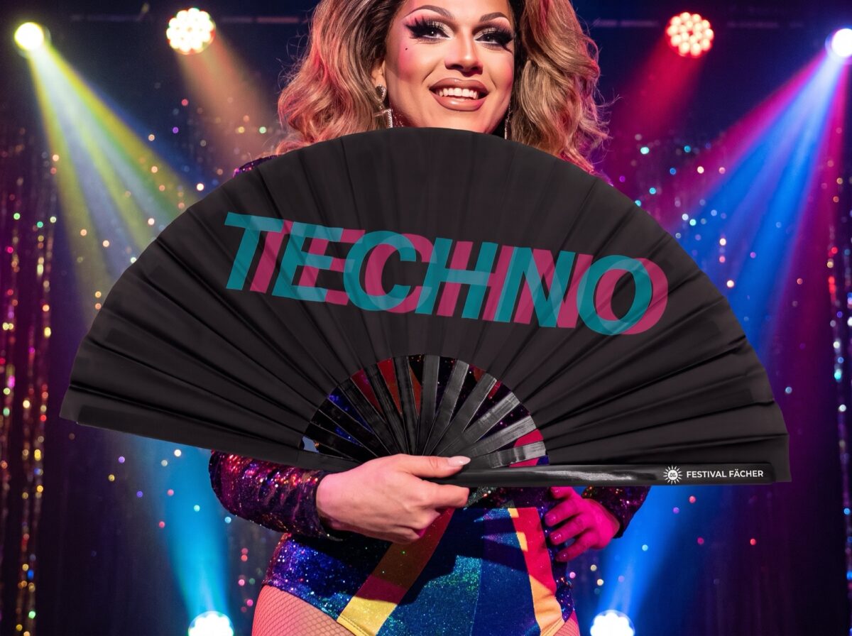 Festival Fan „TECHNO“ černý, tyrkysovo-růžový, Techno & Rave, Zobrazení 5