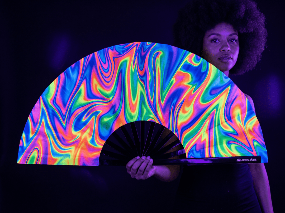 Festival Fan Psychedelic Fire, pestrobarevný pro Techno a Rave Rave (UV)