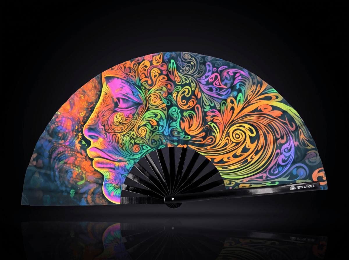 Festival Fan „Psychedelic Wirbel Bunt“ pro psytrance a Goa