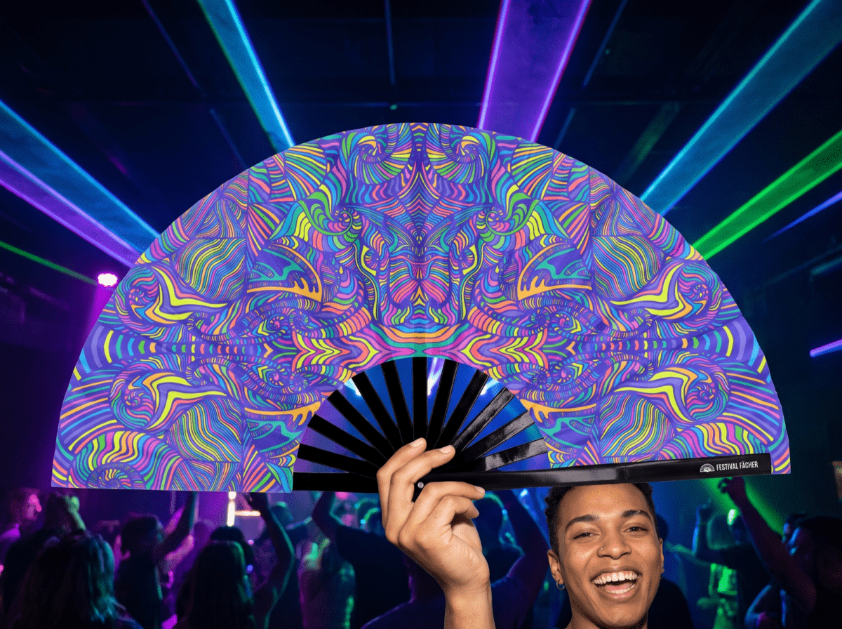 Festival Fan Psychedelic Mandala fialový pro psytrance a Rave, Zobrazení 2