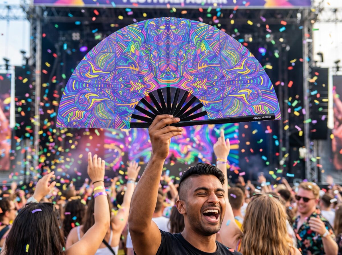 Festival Fan Psychedelic Mandala fialový pro psytrance a Rave, Zobrazení 4
