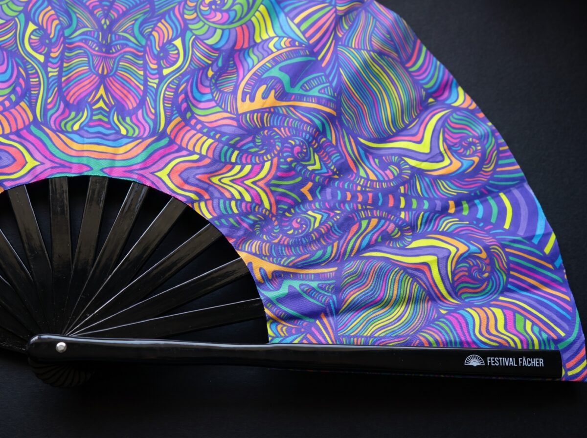 Festival Fan Psychedelic Mandala fialový pro psytrance a Rave, Zobrazení 5