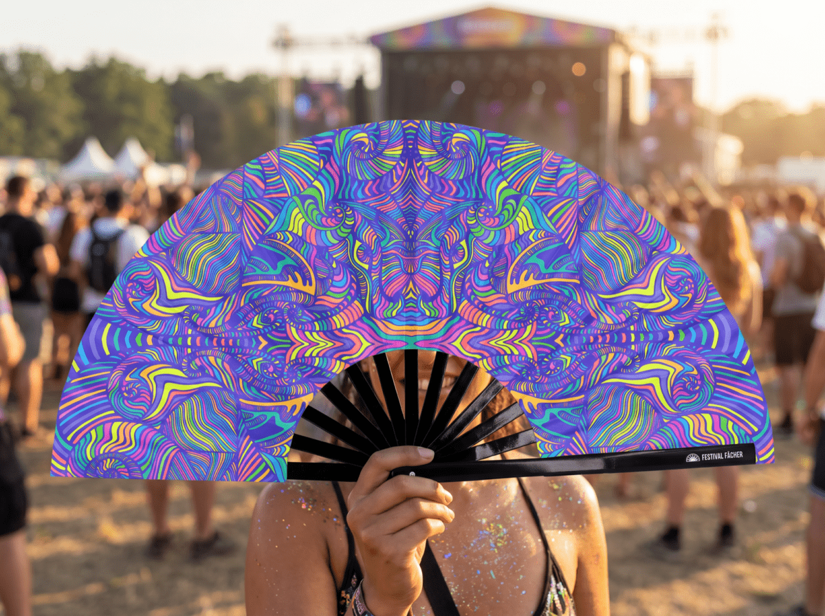 Festival Fan Psychedelic Mandala fialový pro psytrance a Rave, Zobrazení 3