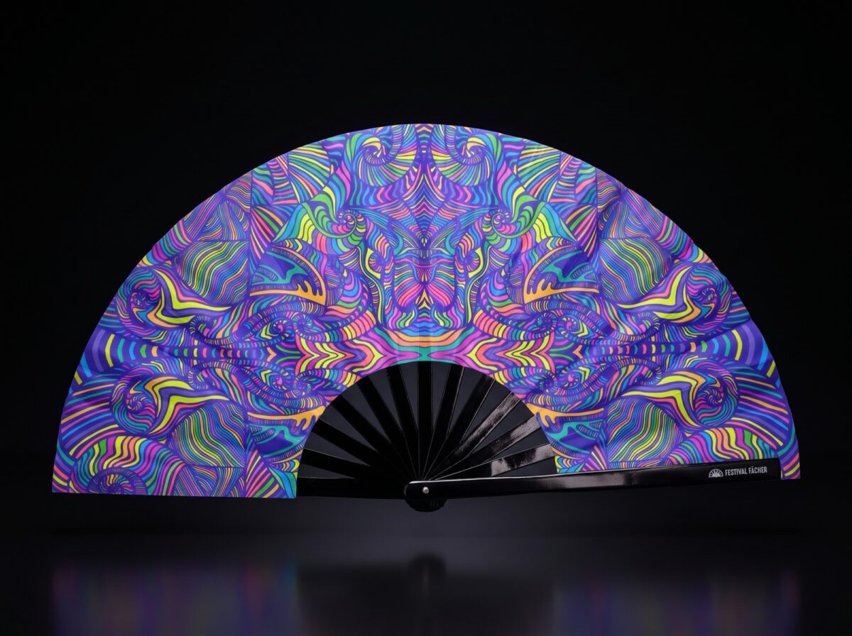 Festival Fan Psychedelic Mandala fialový pro psytrance a Rave
