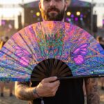 Festival Fan „Motýlí mandala, fialový“ pro psytrance a festivaly, Zobrazení 3