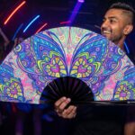 Festival Fan s motivem motýlí mandaly v tyrkysové barvě pro psytrance a Rave, Zobrazení 2