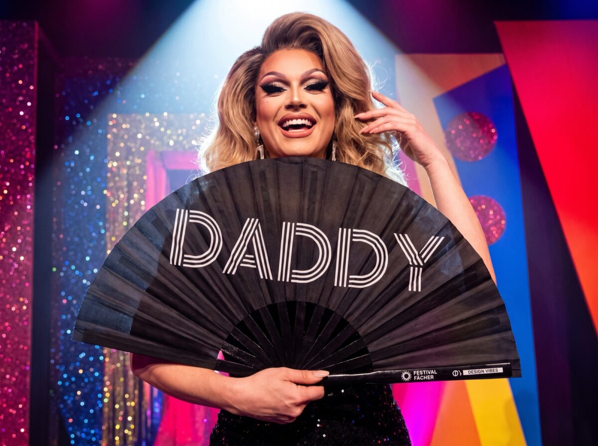 Festival Fan „DADDY“ v černé barvě, doplněk pro Rave a Pride, Zobrazení 5