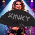 Festival Fan „KINKY“ v černé barvě, s motivy Rave a Pride statement, Zobrazení 5