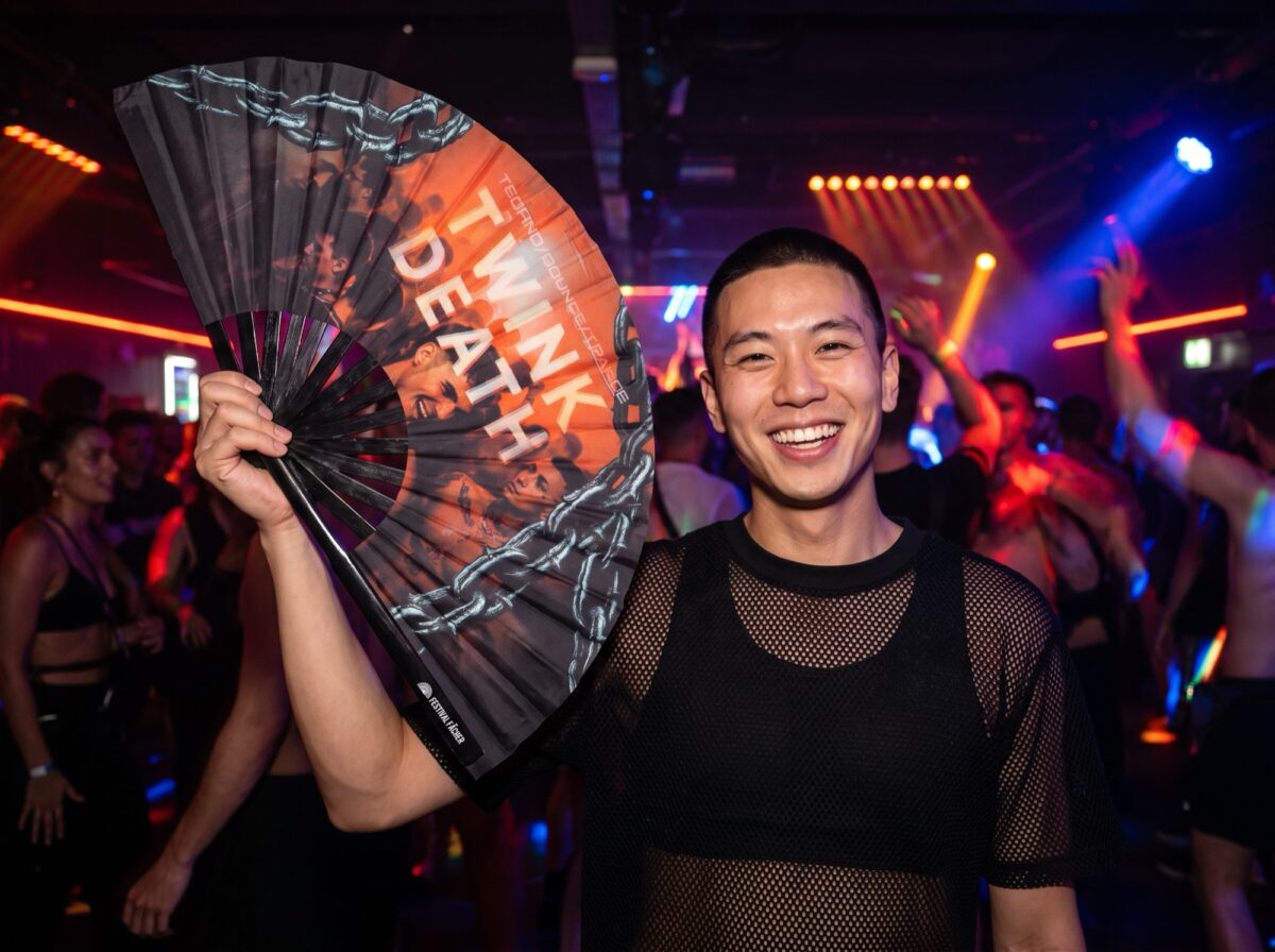 Festival Fan „TWINK DEATH“, černý, pro Techno a Rave, Zobrazení 2