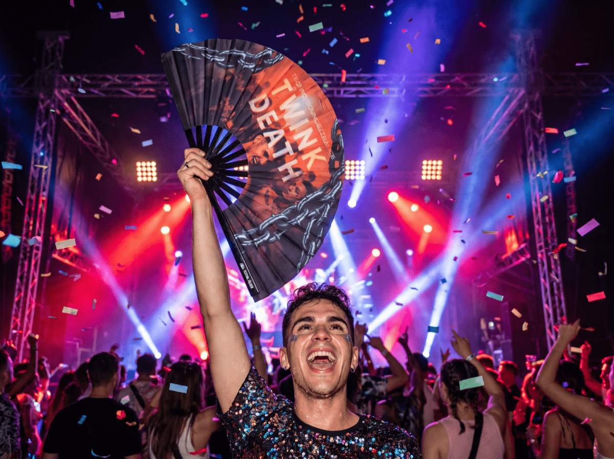 Festival Fan „TWINK DEATH“, černý, pro Techno a Rave, Zobrazení 4