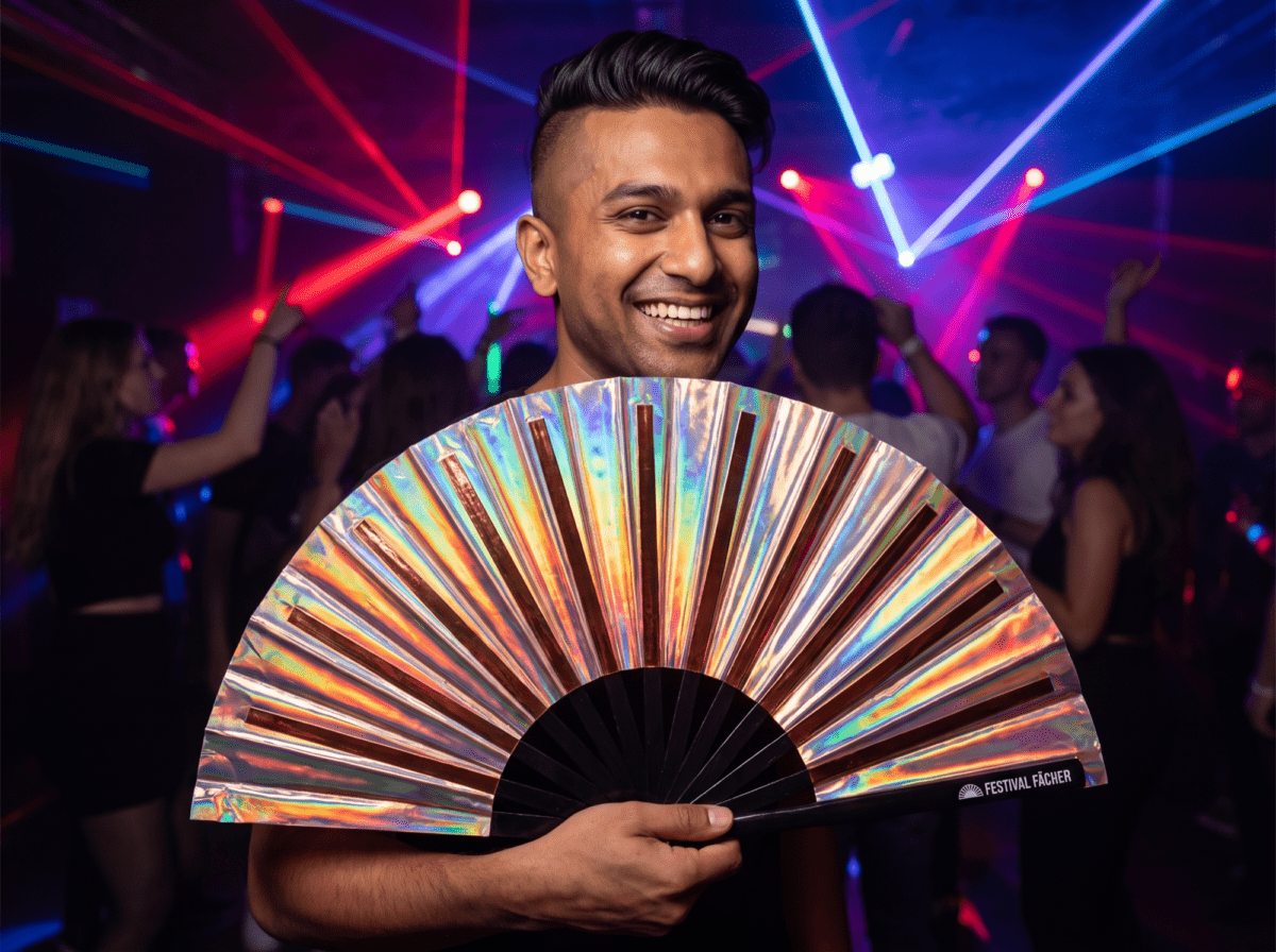 Festival Fan z mědi s holografickým efektem pro festivaly a Rave party, Zobrazení 2