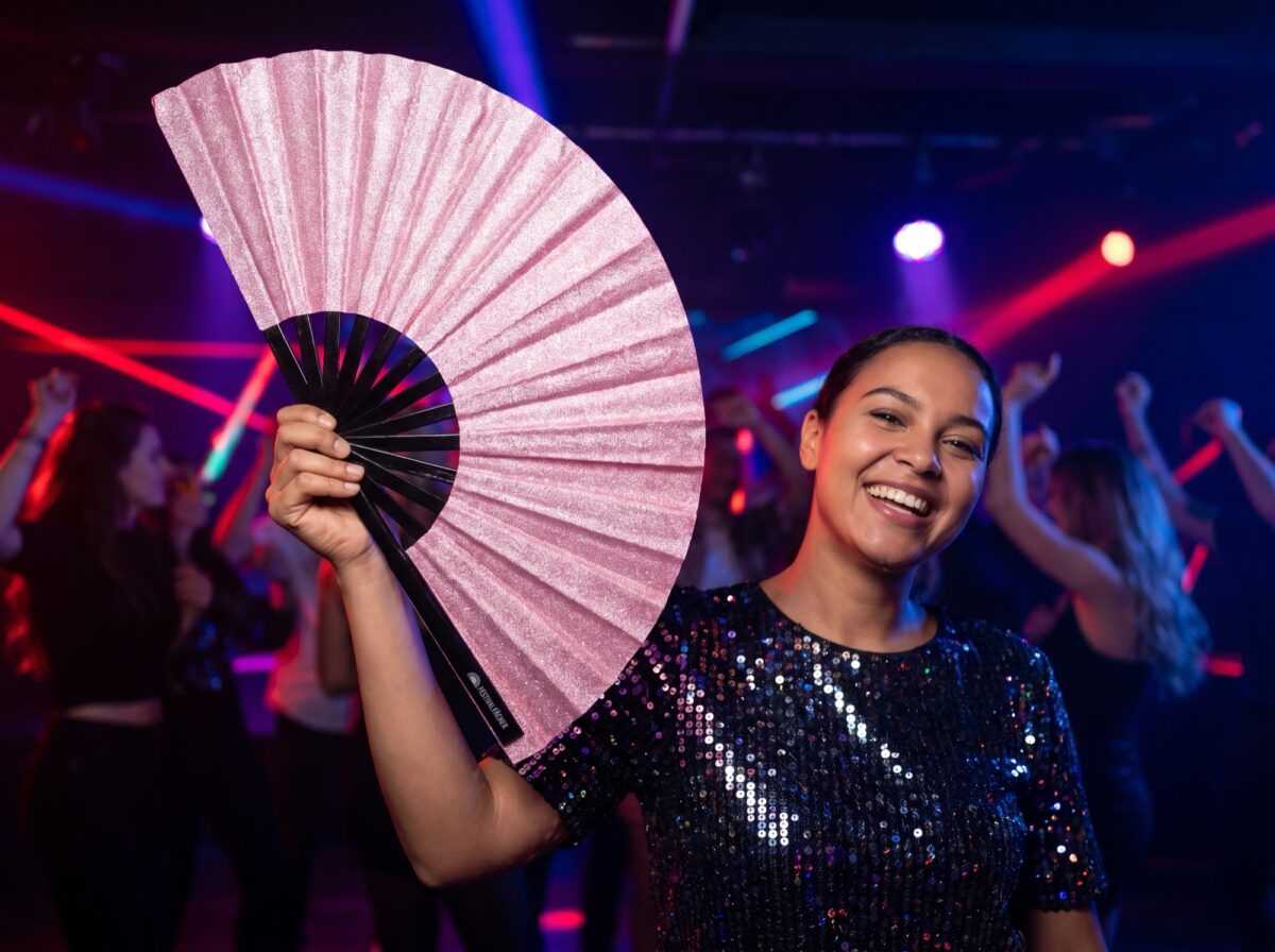 Festival Fan „Rosa s třpytkami“ pro festivaly a večírky, Zobrazení 2