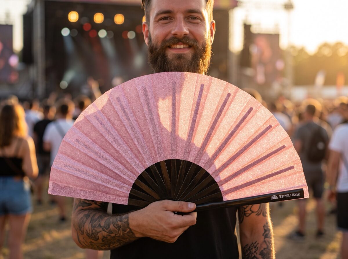 Festival Fan „Rosa s třpytkami“ pro festivaly a večírky, Zobrazení 3