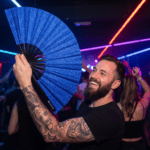 Festival Fan v královské modré barvě s třpytkami, na festivaly a večírky, Zobrazení 2