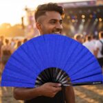 Festival Fan v královské modré barvě s třpytkami, na festivaly a večírky, Zobrazení 3