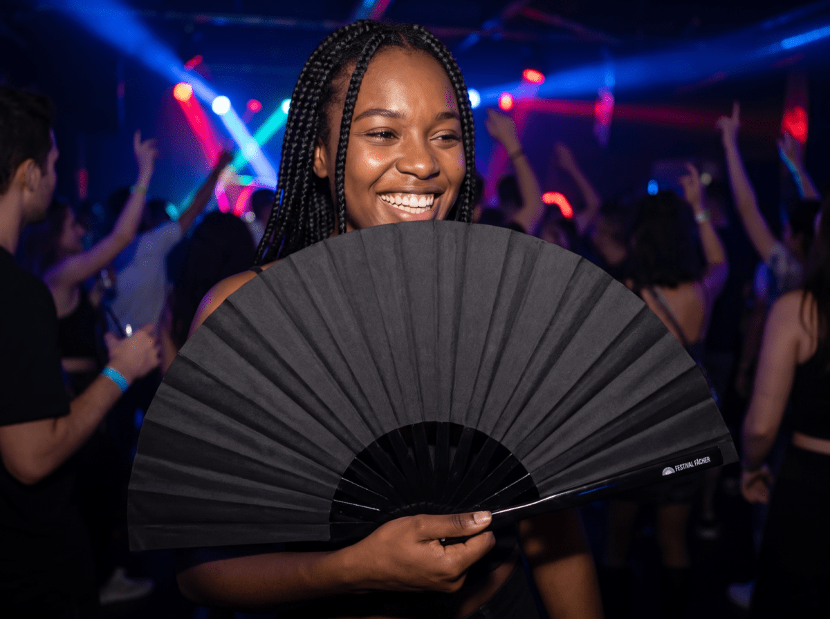 Festival Fan, černý jednobarevný, na festival i do každodenního života, Zobrazení 2
