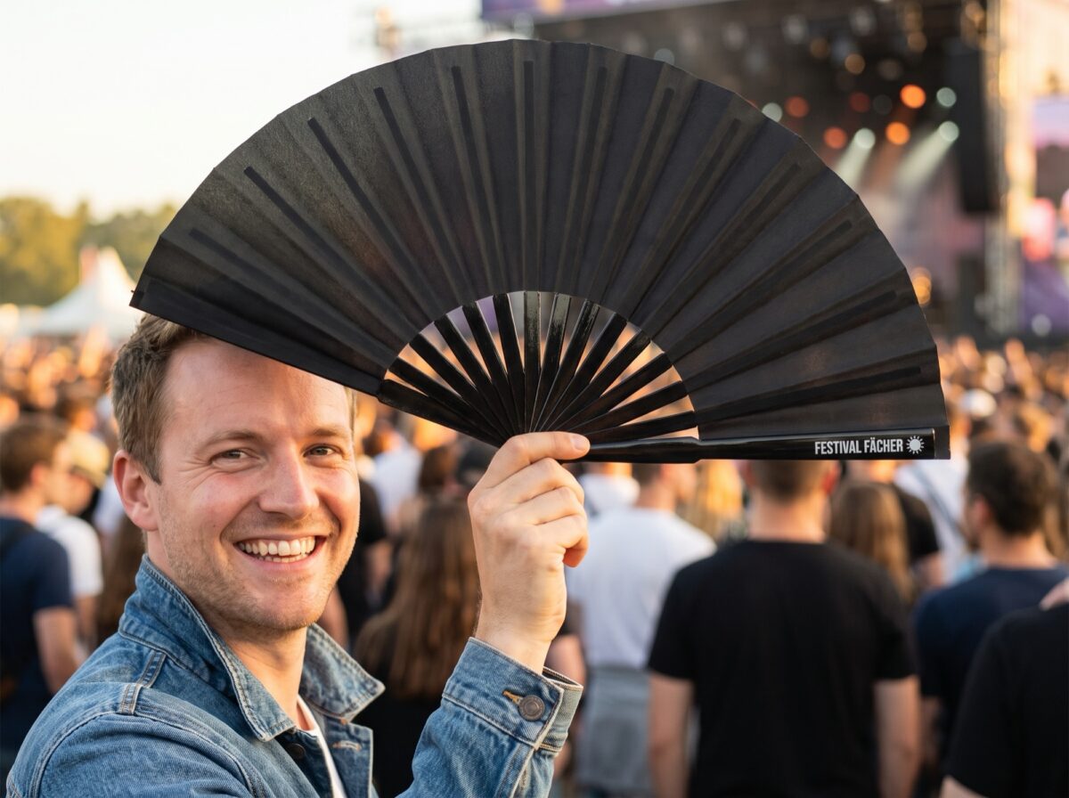 Festival Fan, černý jednobarevný, na festival i do každodenního života, Zobrazení 3